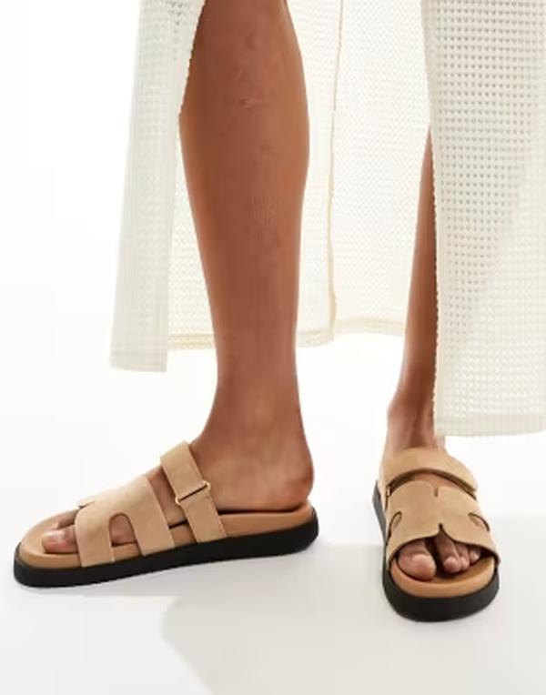 スティーブ マデン レディース シューズ サンダル スエードクロス Steve Madden Missile suede strap slides インチ sand 砂子