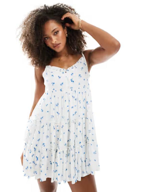 デイジーストリート レディース トップス 衣裳 ティアード 御花柄 ミニ 御花 Daisy Streetiered mini dress delicate floral WHITE 白いこと