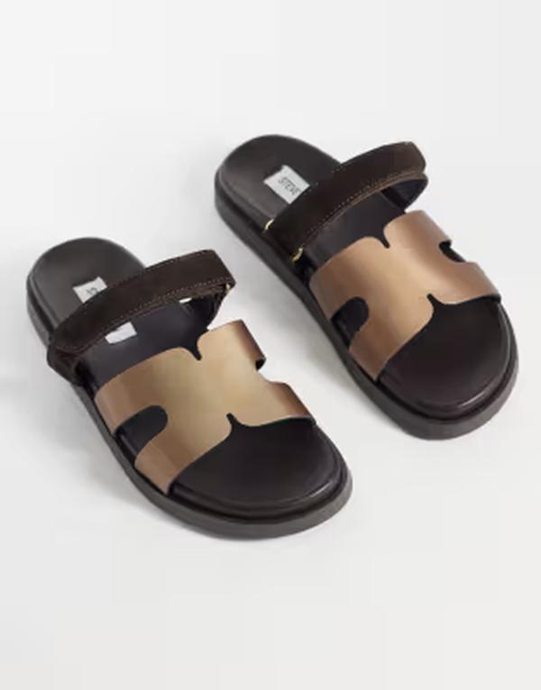 スティーブ マデン レディース シューズ サンダル 繻子 Steve Madden Missile sandals with strapsatin and bronze Brown satin 赤銅色
