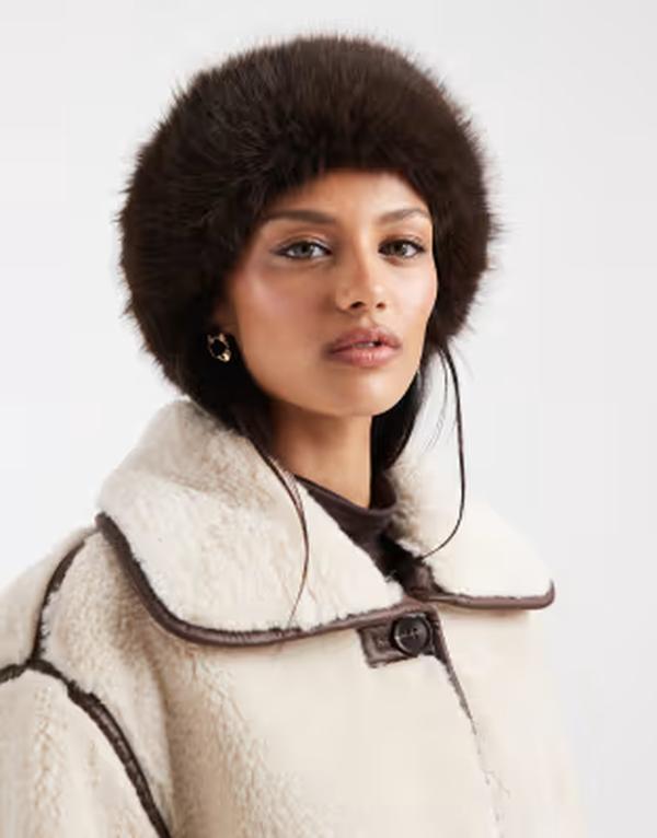 目的語 レディース 付属物 鳥打ち帽 Object faux fur winter hat Seal brown 赤銅色