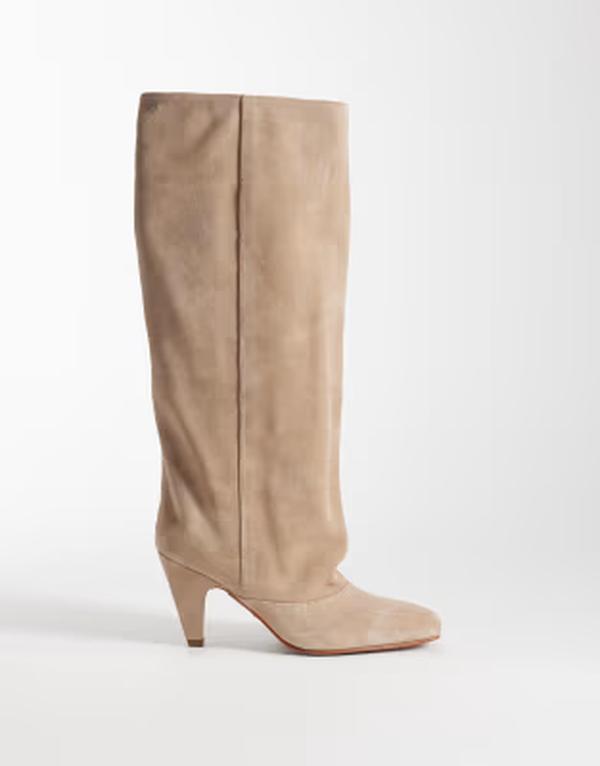 ブロンクス レディース シューズ ブーツ・レインブーツ スエードクロス 踵 Bronx Lux-yy slouchy kitten heel knee boots インチ sand suede Sand 沙子