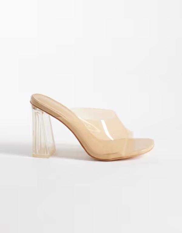 パブリックデザイア レディース シューズ サンダル ヒール Public Desire Kyoto transparent heeled mules ineutral NUDE｜ReVida 店