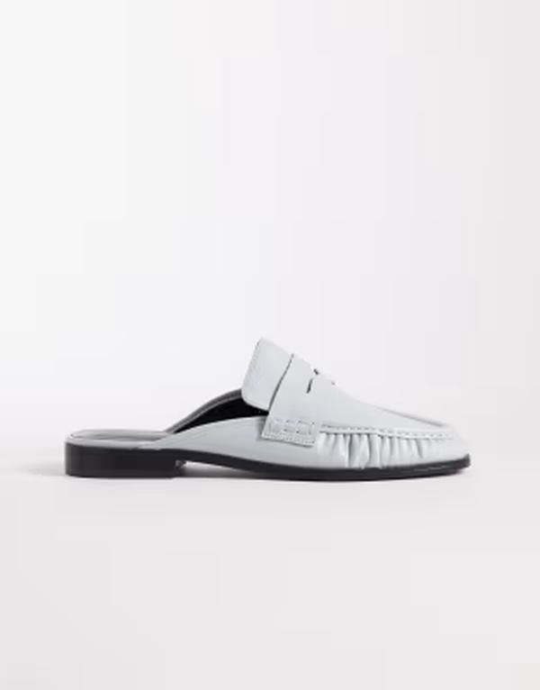 エイソス レディース シューズ スリッポン・ローファー ギャザー ASOS DESIGN Mouse ruchedetailoafer mules インチ pale blue 青碧