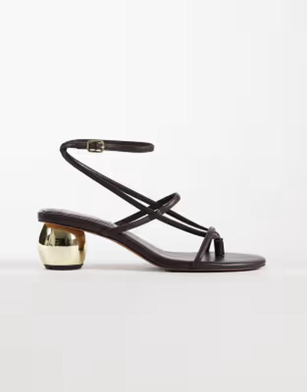 エイソス レディース シューズ サンダル 踵 ASOS DESIGN Hebe strappy ball heeled flip flop sandals インチ chocolate 黒茶