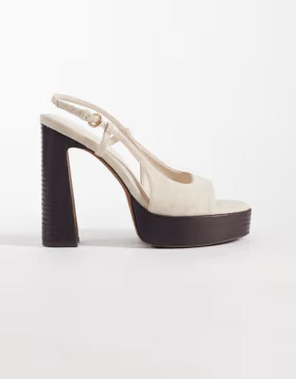 エイソス レディース シューズ サンダル プラットホーム 踵 ASOS DESIGNandi slingback platform higheeled sandals inatural Naturalinen