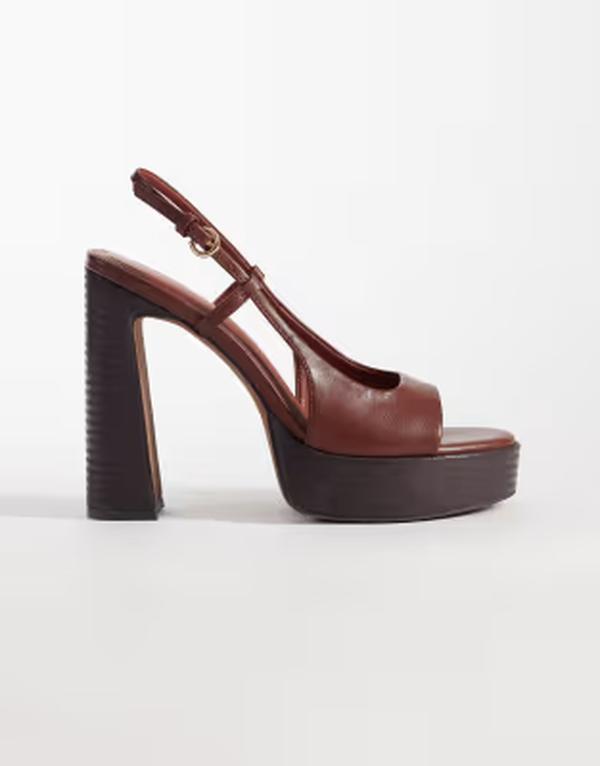 エイソス レディース シューズ サンダル プラットホーム 踵 ASOS DESIGNandi slingback platform higheeled sandals インチ tan タン