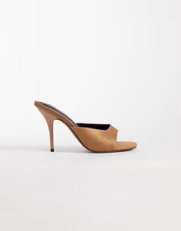 エイソス レディース シューズ サンダル スエード ヒール ASOS DESIGNighty higheeled mules in taupe suedette Taupe トープ｜ReVida 店