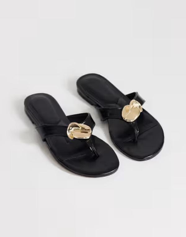 とっ始め販売店 レディース シューズ サンダル Topshop Eden toe thong sandals withardware Black 黒いこと