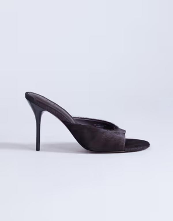 トップショップ レディース シューズ サンダル レザー ヒール Topshop Nasim higheeled mule in chocolate hair on realeather Chocolate チョコレート｜ReVida 店