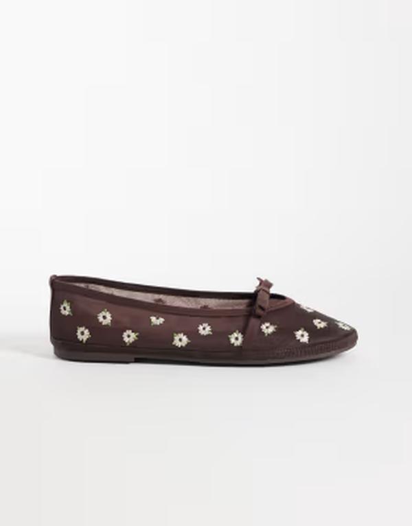 アルド レディース シューズ パンプス 御花柄 メッシュ 御花 Aldo Aurabella floral ballet flats mesh Open brown 赤銅色