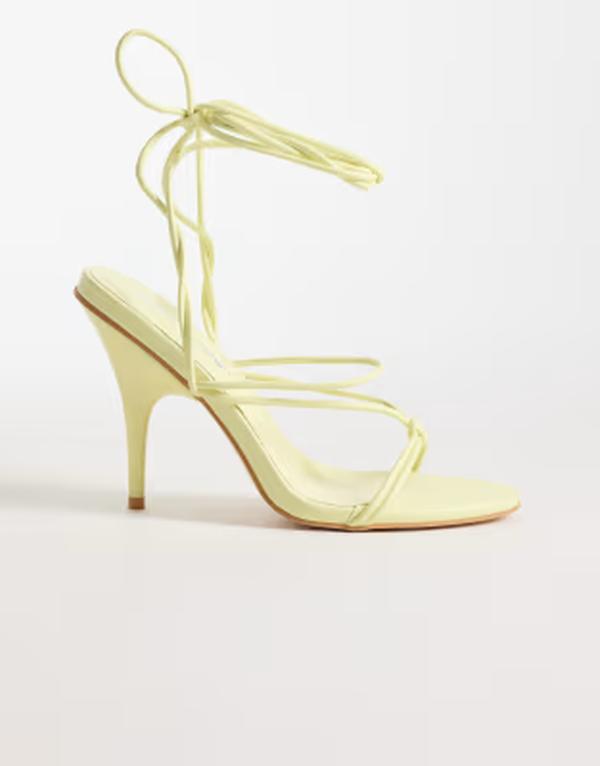 パブリックデザイア レディース シューズ サンダル ヒール Public Desire Marcel tie leg heeled sandals in yellow イエロー｜ReVida 店
