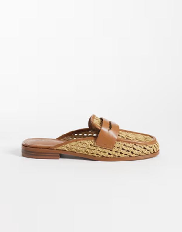 エイソス レディース シューズ スリッポン・ローファー ギャザー ASOS DESIGN Mouse ruchedetailoafer mules inatural raffia Natural raffia