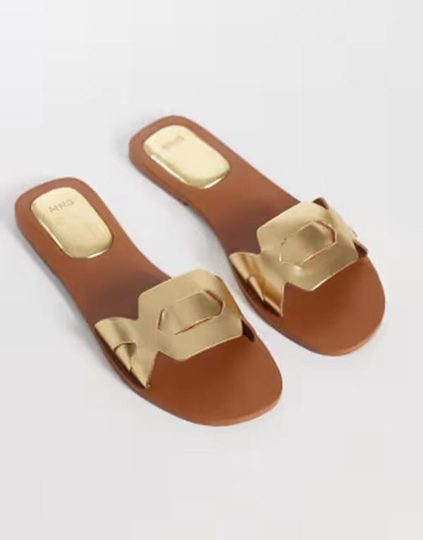 マンゴ レディース シューズ サンダル プルオーバー Mango Teen slides GOLD ゴールド