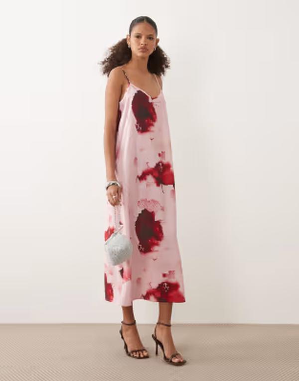 ジェイディーワイ レディース トップス ワンピース フラワー柄 プリント ミディ フラワー JDY midi cami dress with floral print LIGHT PINK ピンク|ReVida 店