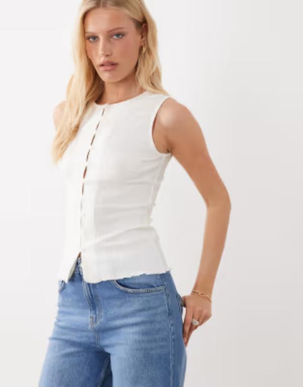 ジェイディーワイ レディース トップス より良い JDY structured tank top WHITE 白いこと