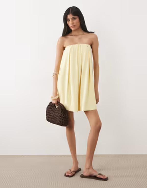 エイソス レディース トップス 衣装 ミニ ストラップレス ASOS DESIGN strapless mini dress インチ buttermilk yellow Buttermilk yellow 黄色