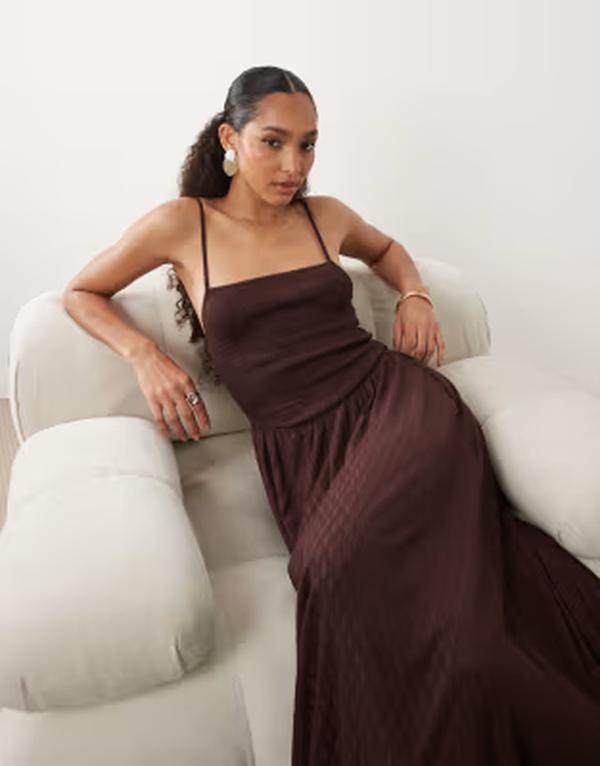 ブレーブソウル レディース トップス 衣装 プルオーバー Brave Soul textured jersey dress with shirred bodice インチ chocolate BROWN 赤銅色