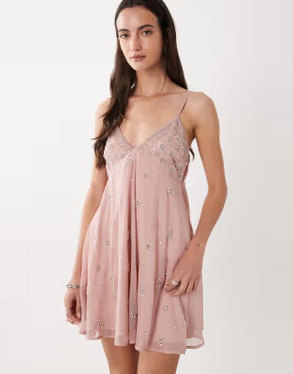 ミスセルフフリッジ レディース トップス ワンピース ミニ Misselfridgembellished camini dress PINK ピンク｜ReVida 店