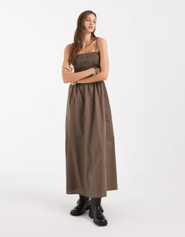 目的語 レディース トップス 衣装 Object shirred bodice detailing camidaxi dress インチ morel 赤銅色
