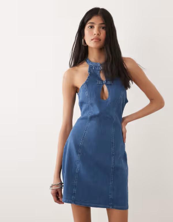 ミスセルフフリッジ レディース トップス ワンピース ミニ デニム Misselfridge denimandarin mini dress indigo INDIGO インディゴ｜ReVida 店