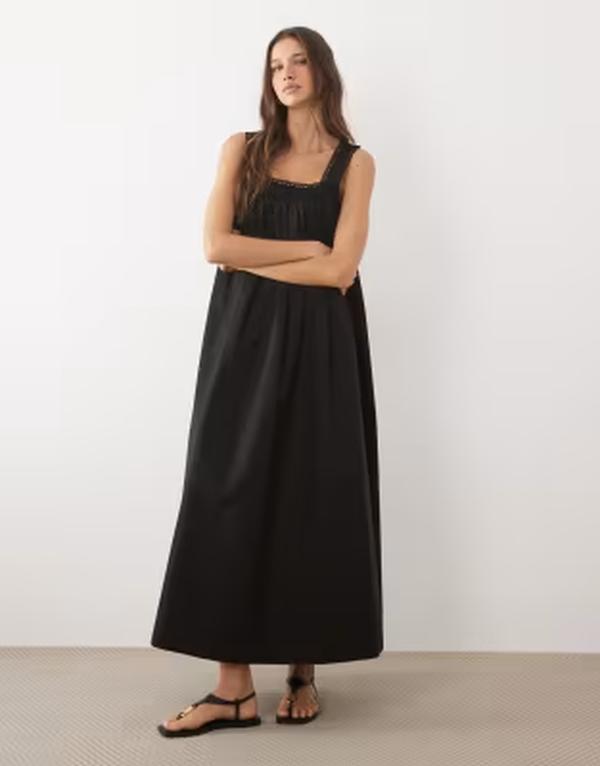 エイソス レディース トップス 衣装 スピード競技刈り込み スピード競技 ASOS DESIGN square neck lace trimidaxi sundress インチ chocolate Brown 赤銅色