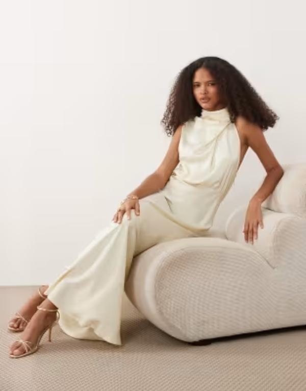 ヴィラ レディース トップス ワンピース ハイネック サテン マキシ Vila high neck satin maxi dress in pastel yellow Pastel Yellow イエロー｜ReVida 店