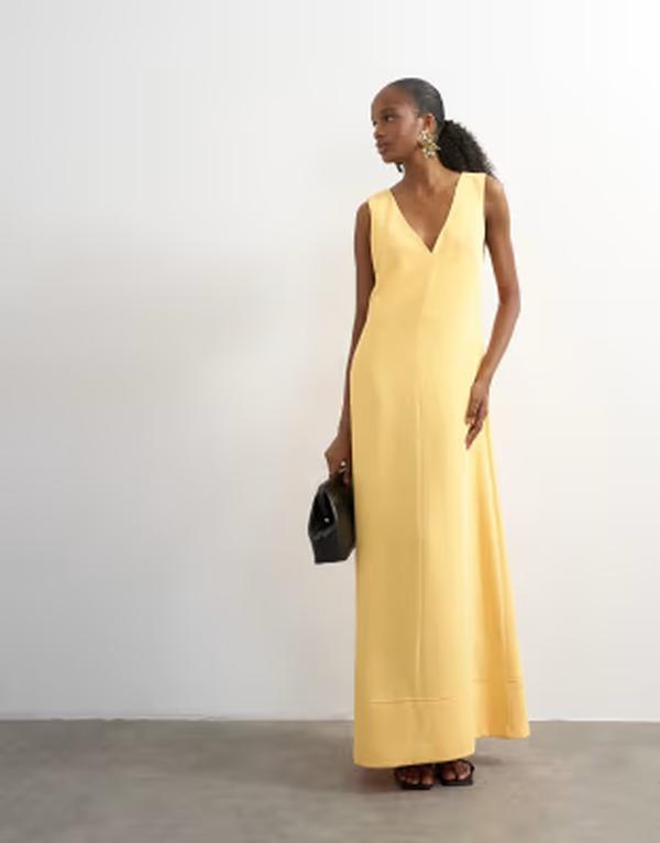 とっ始め販売店 レディース トップス 衣装 V素っ首 マキシ Topshop v-neck low armholes clean maxi dress with deep hem インチ mango