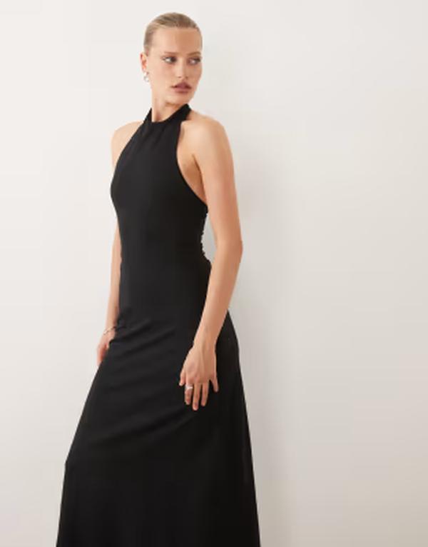 エイソス レディース トップス 衣装 midi ホルター ASOS DESIGN halter trapeze MIDI dress Black 黒いこと