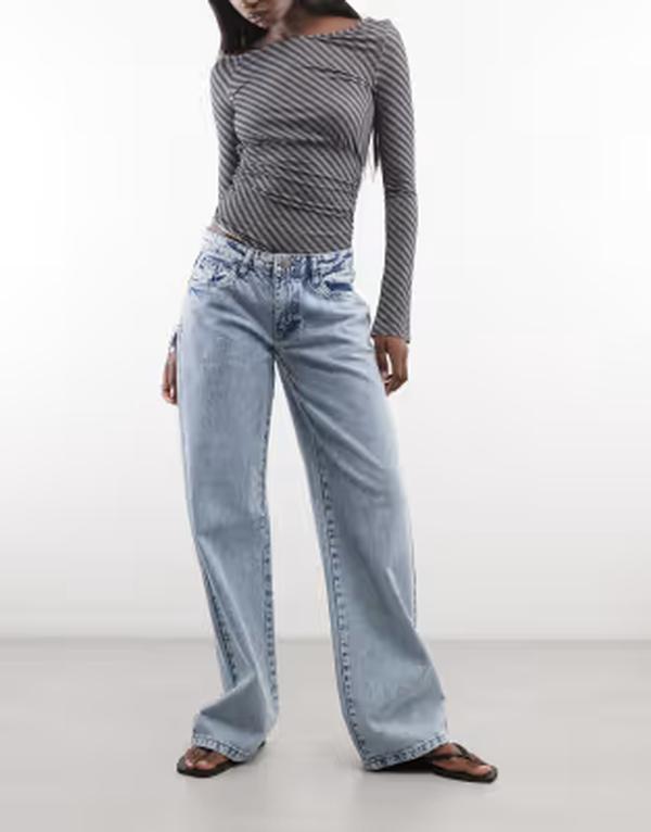 デイジーストリート レディース ボトムス デニムパンツ ローライズ ジーンズ Daisy Street low rise boyfriend jeans in light BLUE ブルー｜ReVida 店