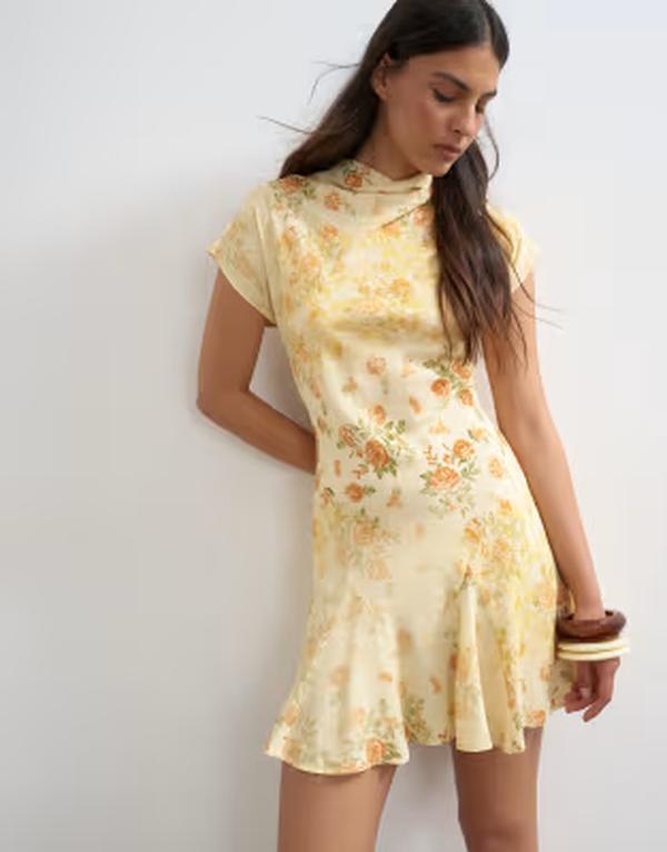 とっ始め販売店 レディース トップス 衣装 ヴィンテージ 御花柄 御花 Topshop viscose grown on sleeve dress インチ vintage floral Vintage floral