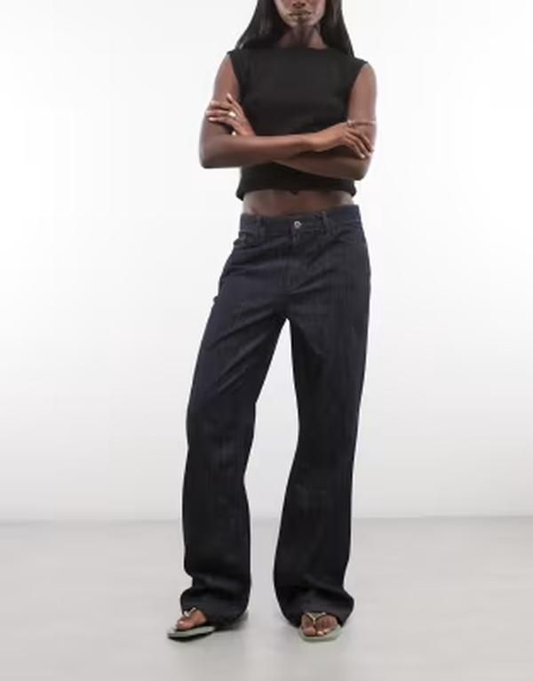 コルージョン レディース ボトムス デニムパンツ ブーツカット ブーツ ジーンズ COLLUSION bootcut jeans in chambray denim Dark rinse wash デニム|ReVida 店