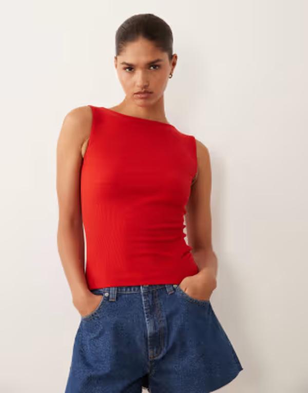 ブレーブソウル レディース トップス 貯蔵タンクいの一番 ハイネック Brave Soul high neck tank top インチ cherry RED 赤いこと
