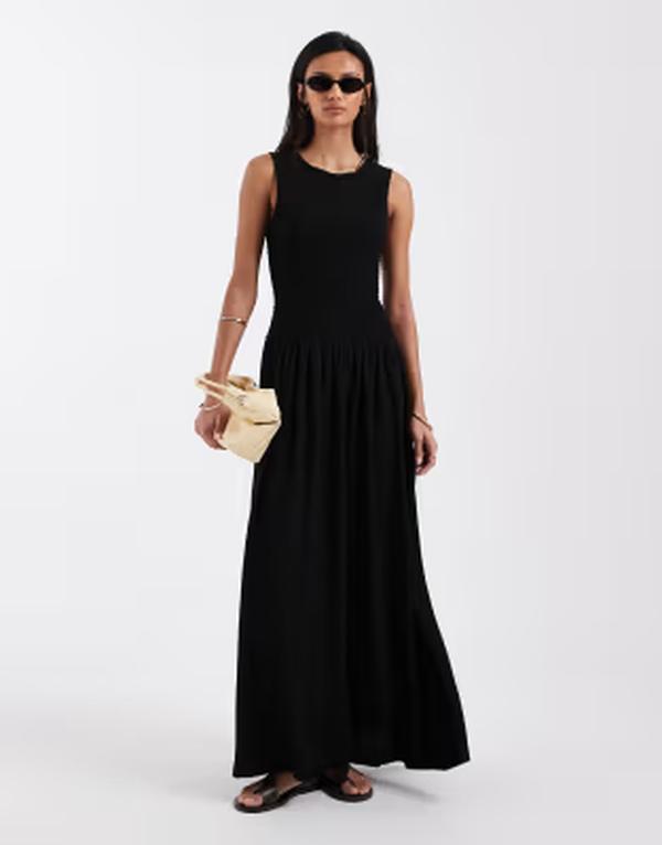 ブレーブソウル レディース トップス 衣装 Brave Soul drop waist racer dress with shirred bodice Black 黒いこと