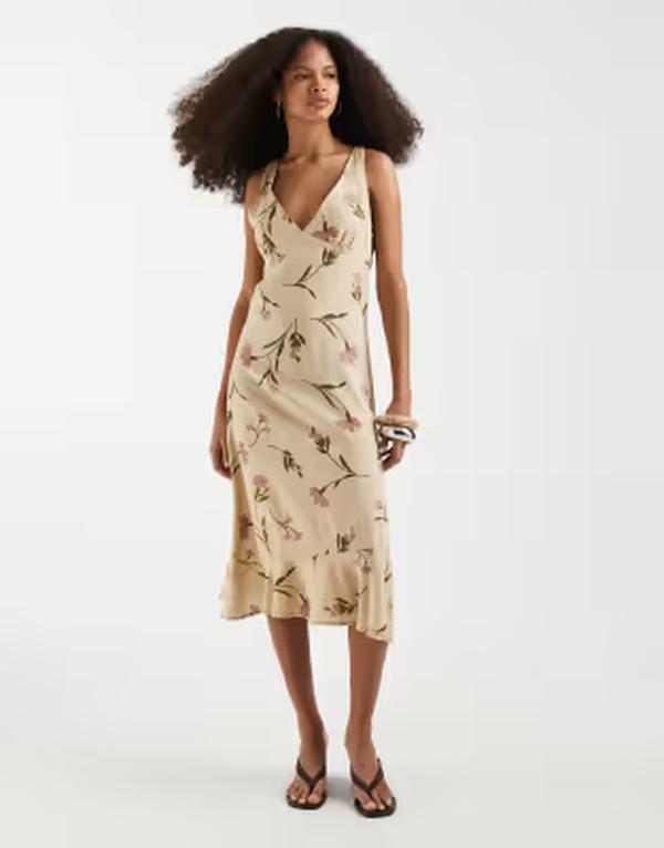 モーテル レディース トップス ワンピース ホルター Motelisandy bloom leaf halter midaxi dress in taupe トープ｜ReVida 店