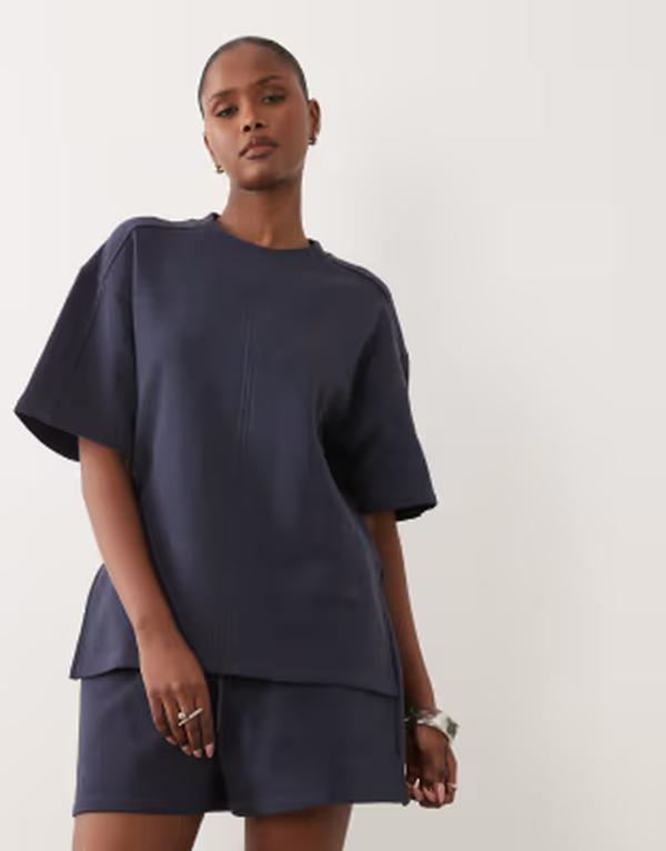 エイソス レディース トップス プルオーバー ASOS DESIGN brushback short sleeve top インチ dark blue - part of a set Dark blue 青み