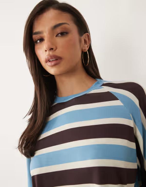エイソス レディース トップス プルオーバー 刷り上げる ASOS DESIGN short sleeve top インチ striped print - part of a set STRIPE 縞模様
