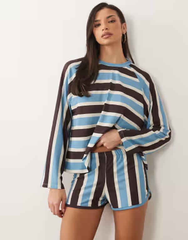 エイソス レディース ボトムス 二分の一ズボン下・さる股引き 遊撃手ズボン下 ASOS DESIGN shorts インチ stripe - part of a set STRIPE 縞模様