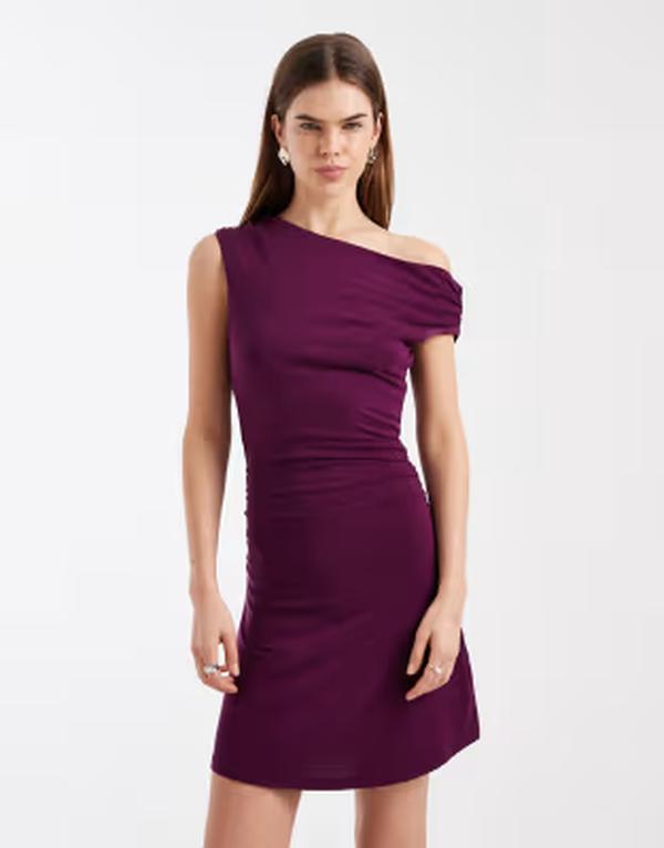 コットンオン レディース トップス ワンピース アシンメトリー ミニ Cotton sandy asymmetric mini dress in blackberry belle BLACKBERRY BELLE｜ReVida 店