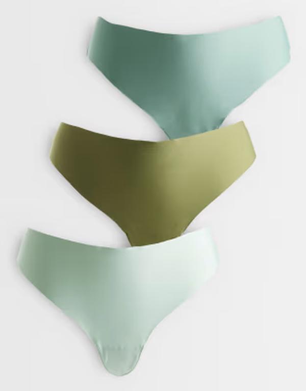 エイソス レディース アンダーお召しもの ブリーフズボン下 ASOS Curve ASOS DESIGN Curve 3 pack no vpl thongs GREEN 緑であること