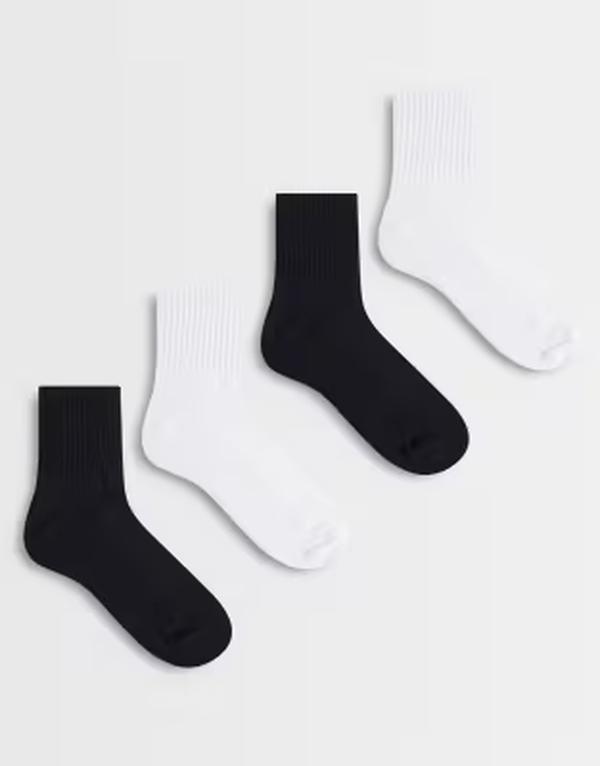 コットンオン レディース アンダーお召しもの ソックス Cotton CottonOn 4 pack quarter crew socks and Black and white 白いこと
