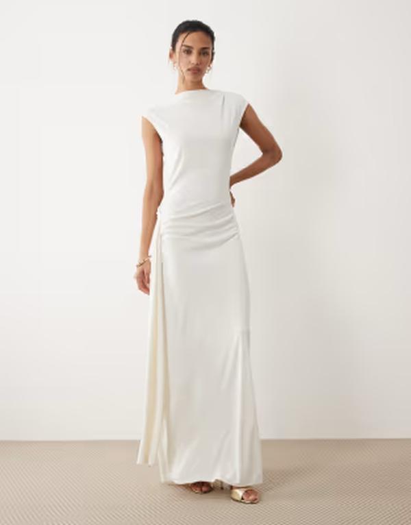 マンゴ レディース トップス 衣装 ノースリーブ スピード競技 マキシ Mango sleeveless cowl back maxi dress with lace detail WHITE 白いこと