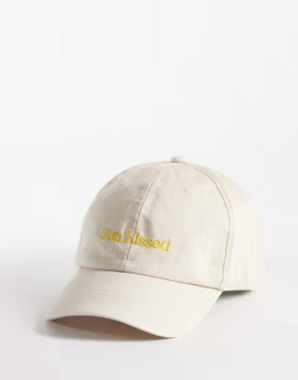 サウス砂浜 レディース 付属物 鳥打ち帽 旗がしら South Beach sun kissed slogan cap インチ cream 皮膚軟化剤