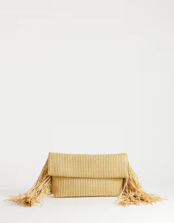 トップショップ レディース バッグ Topshop Tassel oversized weave clutch bag inatural NATURAL｜ReVida 店