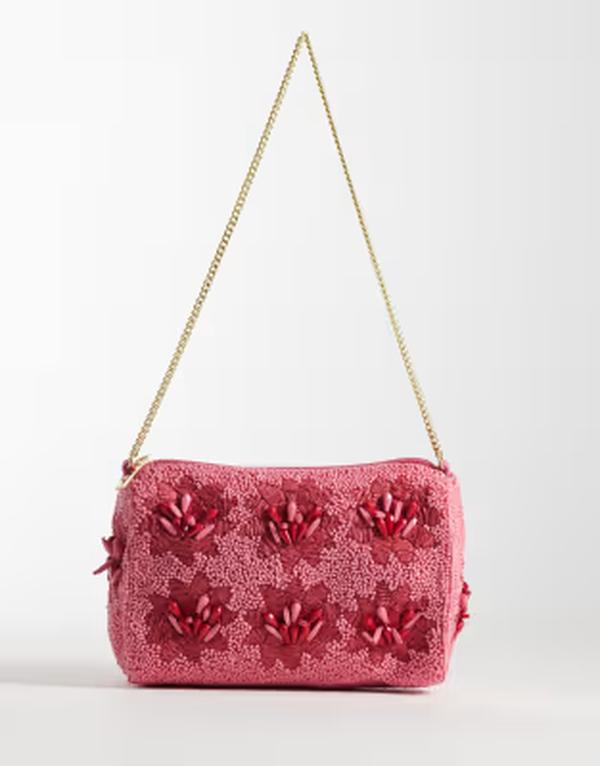 アクセサライズ レディース 御徒面子 御花柄 御花 Accessorize floral embellished shoulder bag PINK サクラ色