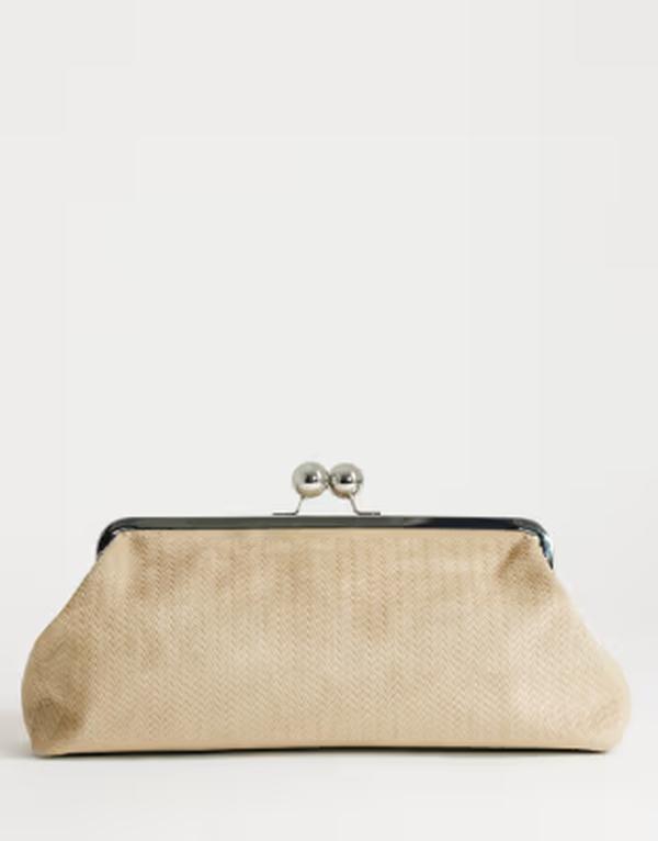 トップショップ レディース バッグ スエード Topshop Annie medium suedette woven clutch in taupe トープ｜ReVida 店