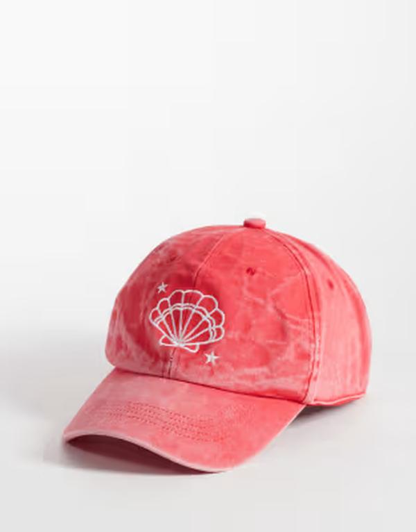 サウス砂浜 レディース 付属物 鳥打ち帽 刺しゅう 旗がしら South Beach embroidered shell cap インチ washed RED 赤いこと