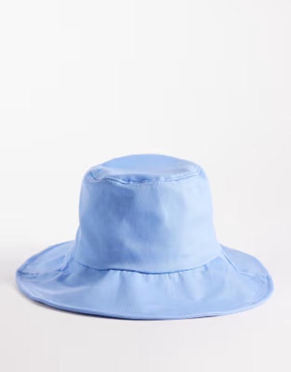 サウス砂浜 レディース 添え物 かぶり笠 South Beach wide brim canvas bucket hat インチ pale BLUE 青碧