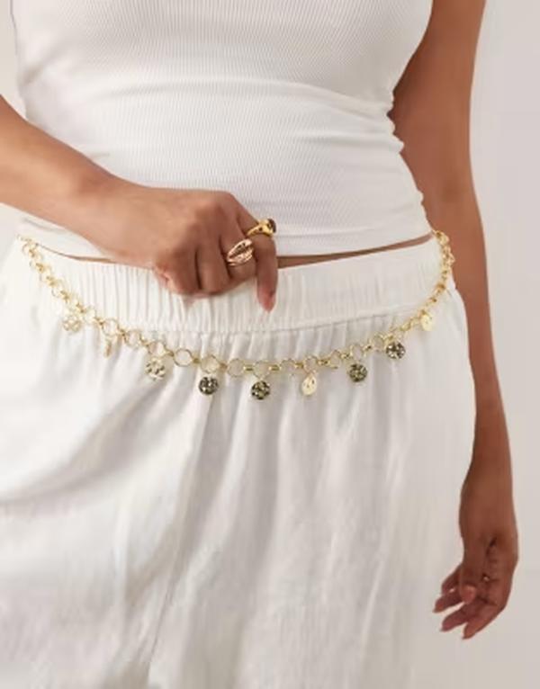 マイアクセサリーズ レディース 三尺帯 My Accessories curve coin chain belt GOLD ゴールド