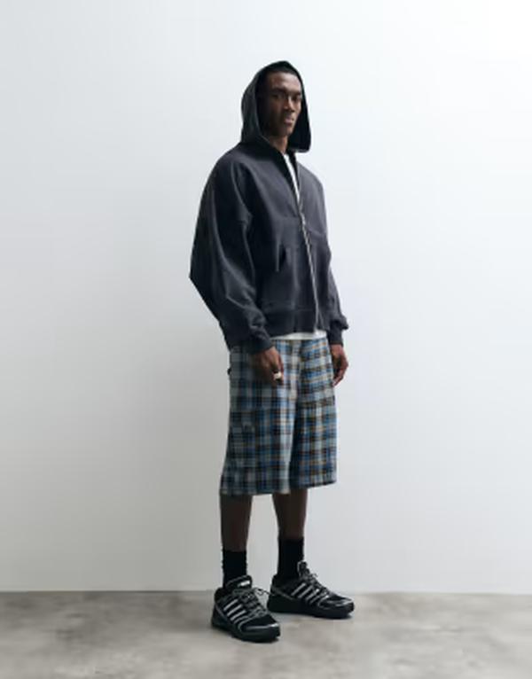 コルージョン メンズ ボトムス 二分の一ズボン下・さる股引き 遊撃手ズボン下 COLLUSION cargo shorts インチ mixed plaid Multi check マルチ色つや