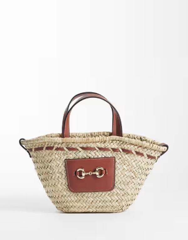 マンゴ レディース バッグ Mango raffia bucket crossbody bag BEIGE ベージュ|ReVida 店